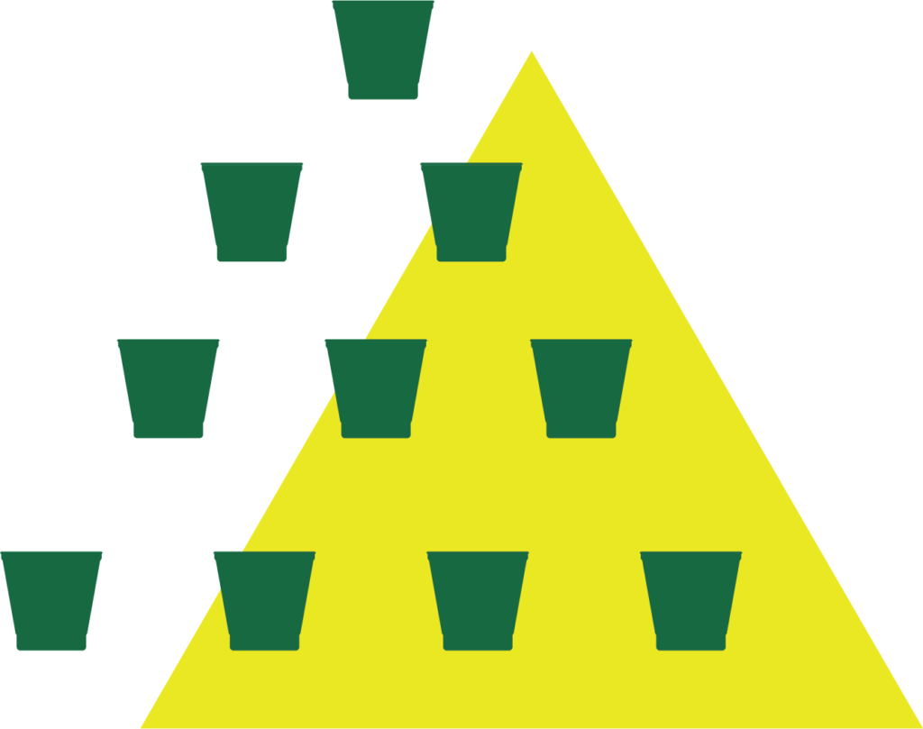 A pyramid shape made from illustrator versions of the LumiCup