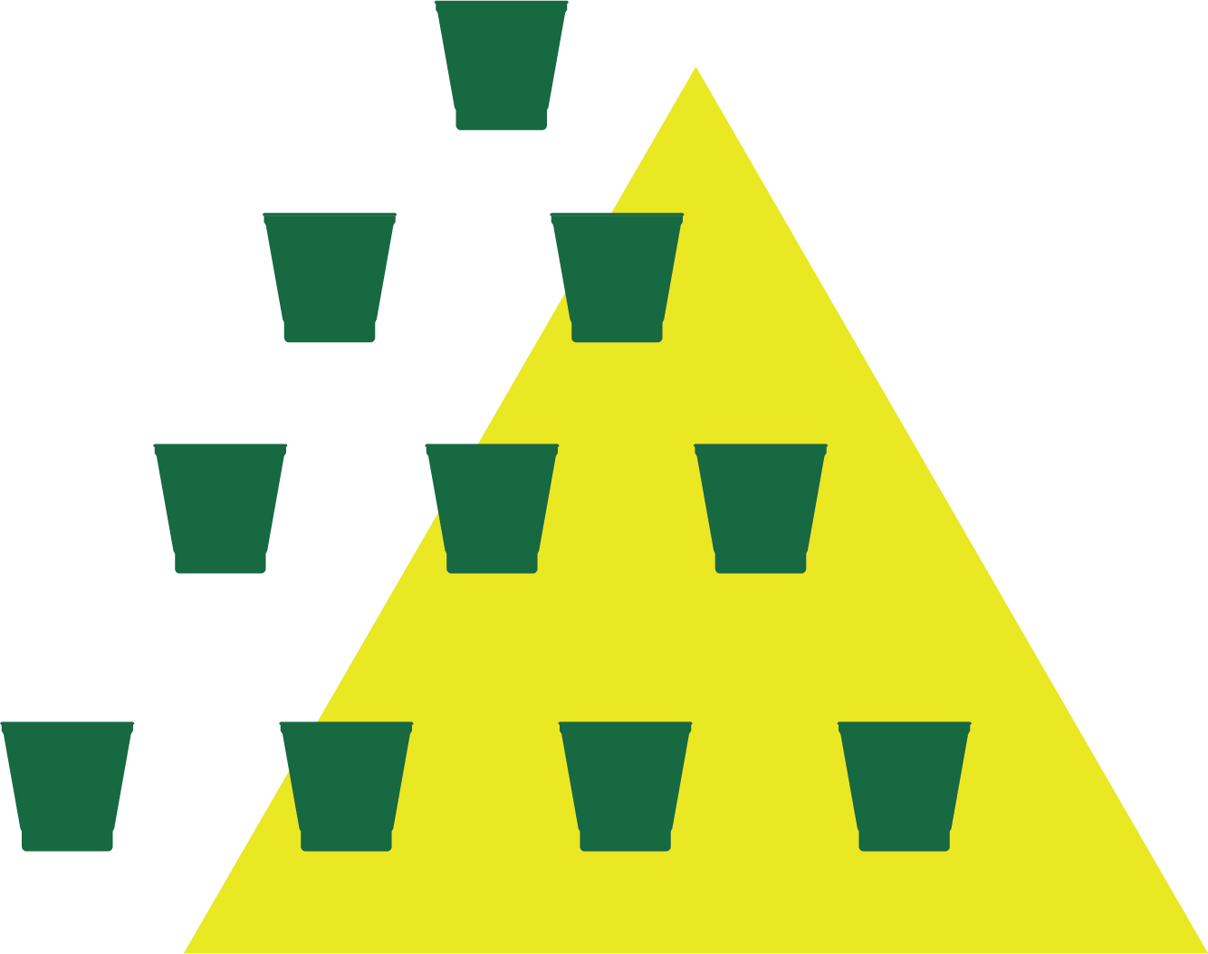 A pyramid shape made from illustrator versions of the LumiCup